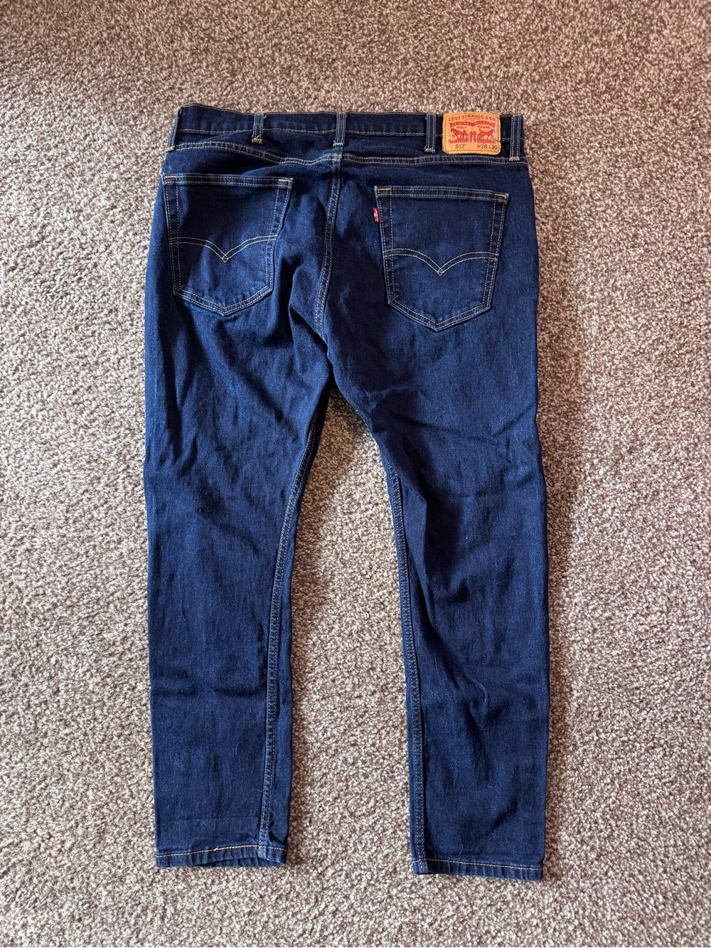Levis 512 Jeans Mens 38x30 Blue Slim Tapered Stretch Denim Dark Wash Pants